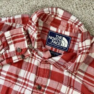The North Face‎ Men's L Red Plaid Linen Cotton Long Sleeve Button Up Shirt